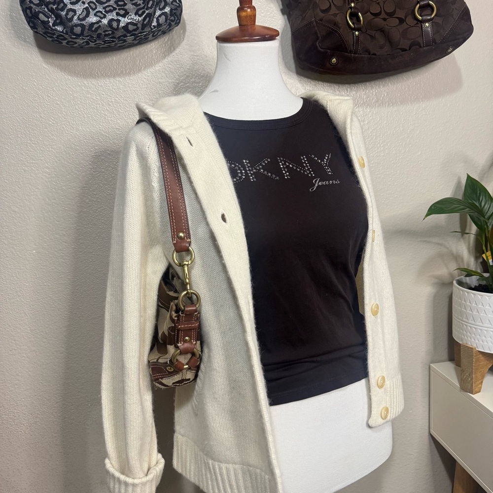 Vintage Lauren Ralph Lauren Cream Cardigan Sweater wool/ cashmere blend
